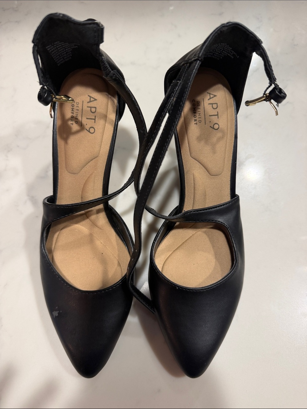 Apt. 9 Black Pointed-Toe Crisscross Ankle-Strap Heels